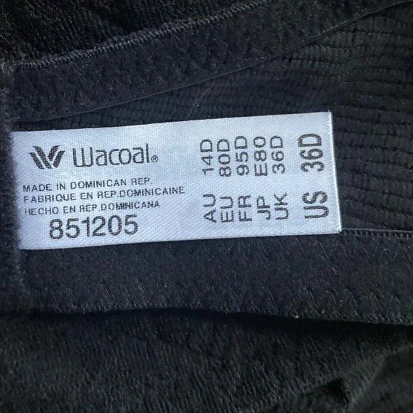 NWT WACOAL Convertible Black Bra With Underwire Size36D